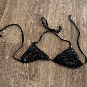 Elegant Black Sequin Triangle Bra
